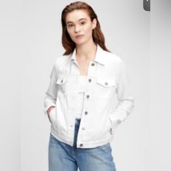 GAP White Denim Jean Jacket Cropped - Picture 1 of 4